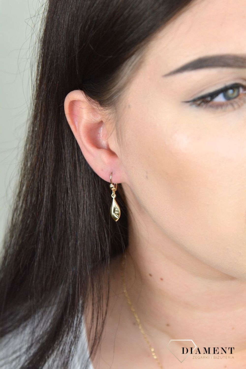 Złote kolczyki wiszące o ponadczasowym wzorze KL 9515.jpg